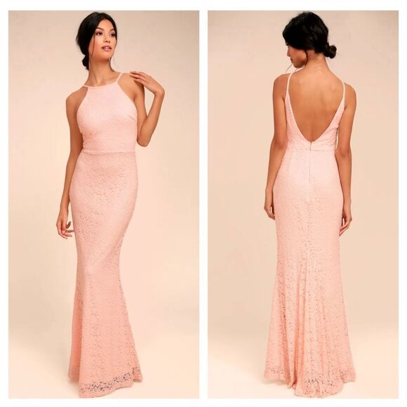 Lulu's Ephemeral Allure Baby Pink Lace Maxi Dress - Picture 1 of 13